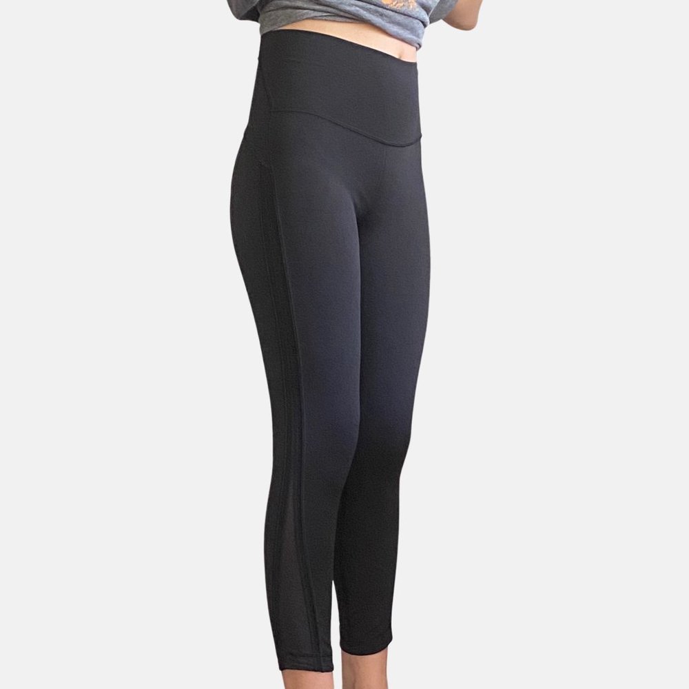 Lululemon Black Leggings - RARE Mesh Panel